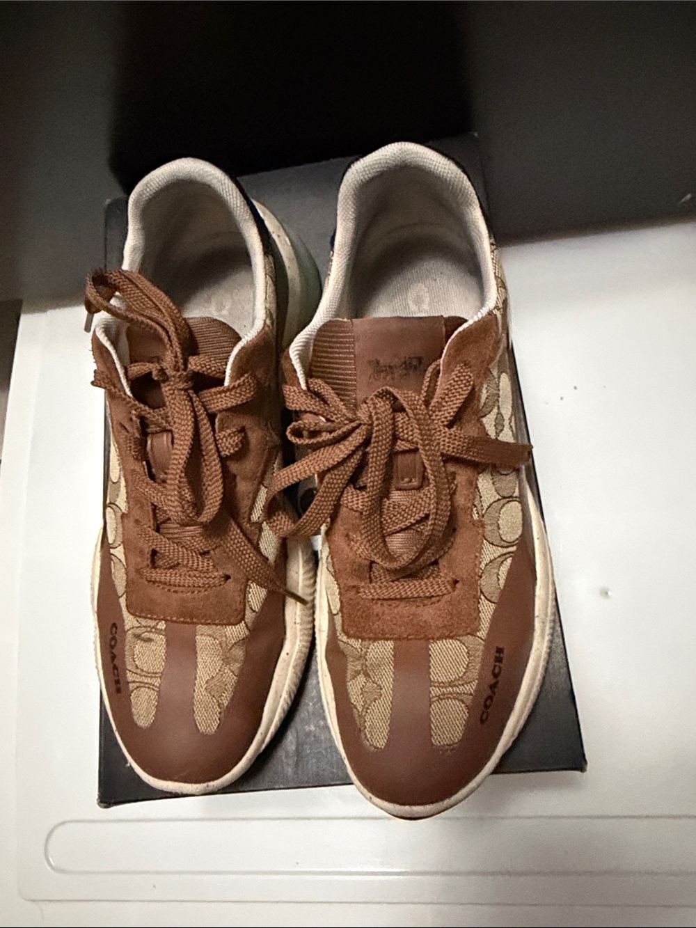 Coach Men’s Brown and Tan Signature Low-Top Sneakers